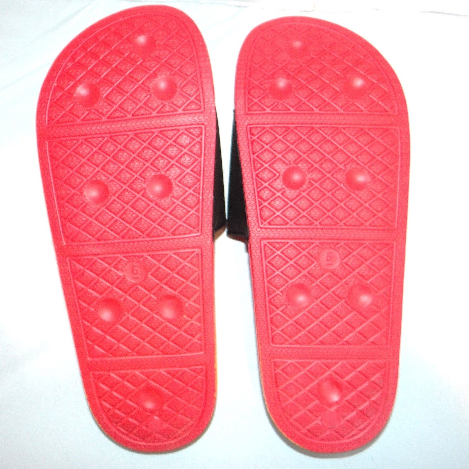 Wonder Nation Womens Red Yellow Ombre Slide Sandals Multicolor 3D Dots Size 6