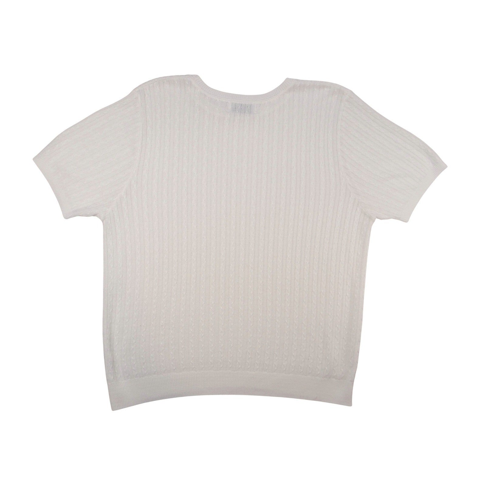 Alfred Dunner Women's White Cable Knit Short Sleeve Sweater Top Sz M Made in USA