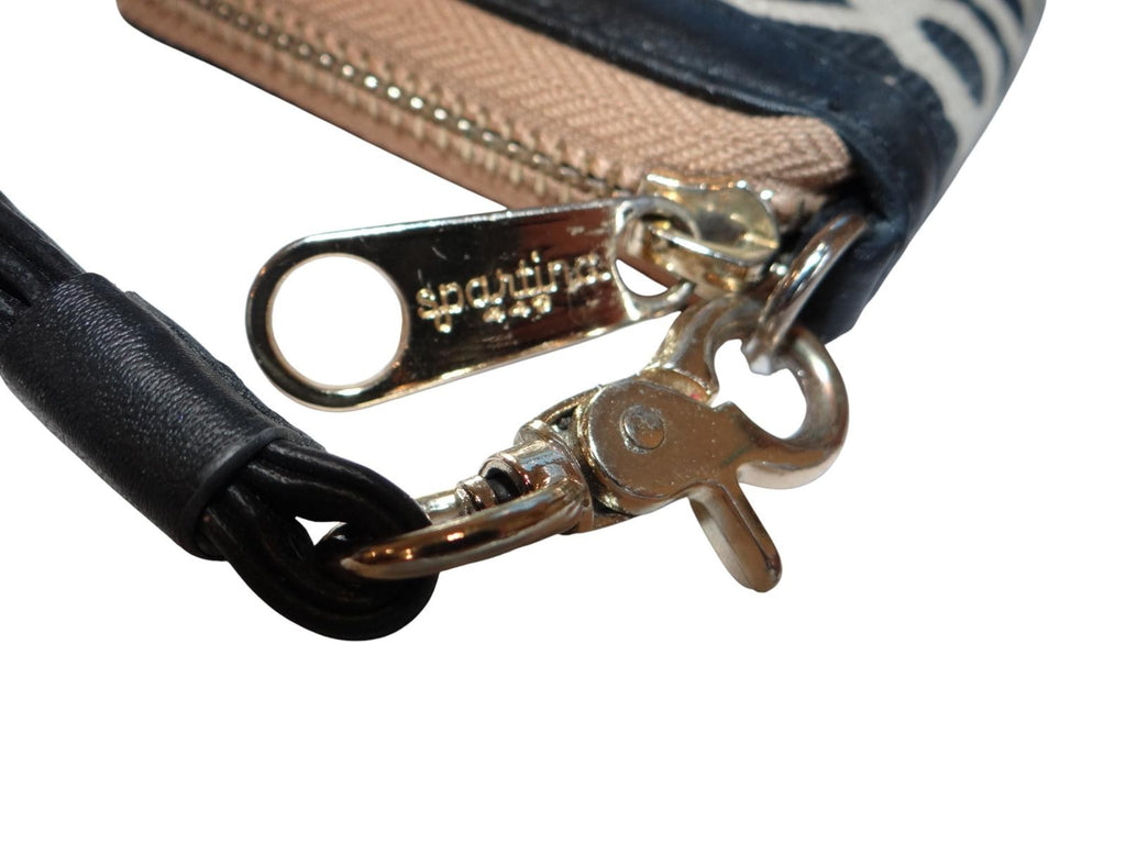 Sparrow Design Wristlet Wallet - Stylish Black and Cream Purse