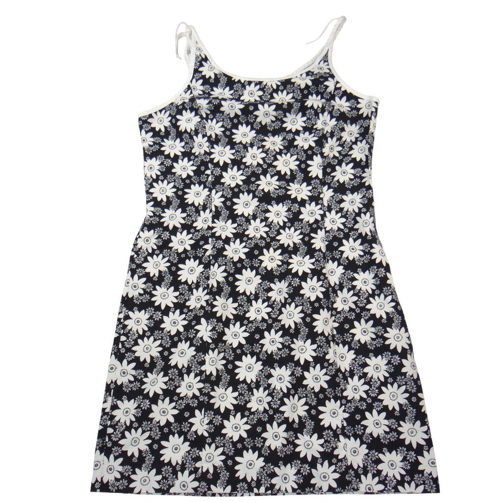 Ann Taylor Loft Womens 12P Black White Daisy Floral Canvas Sundress 2094