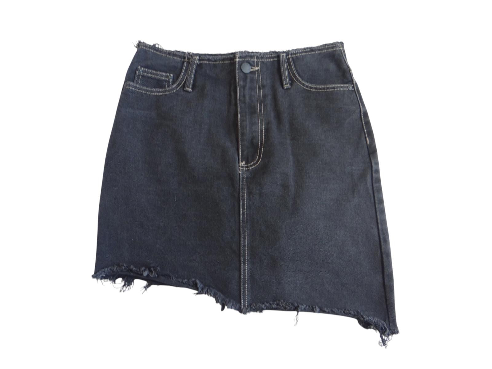 Forever 21 Distressed Black Denim Skirt