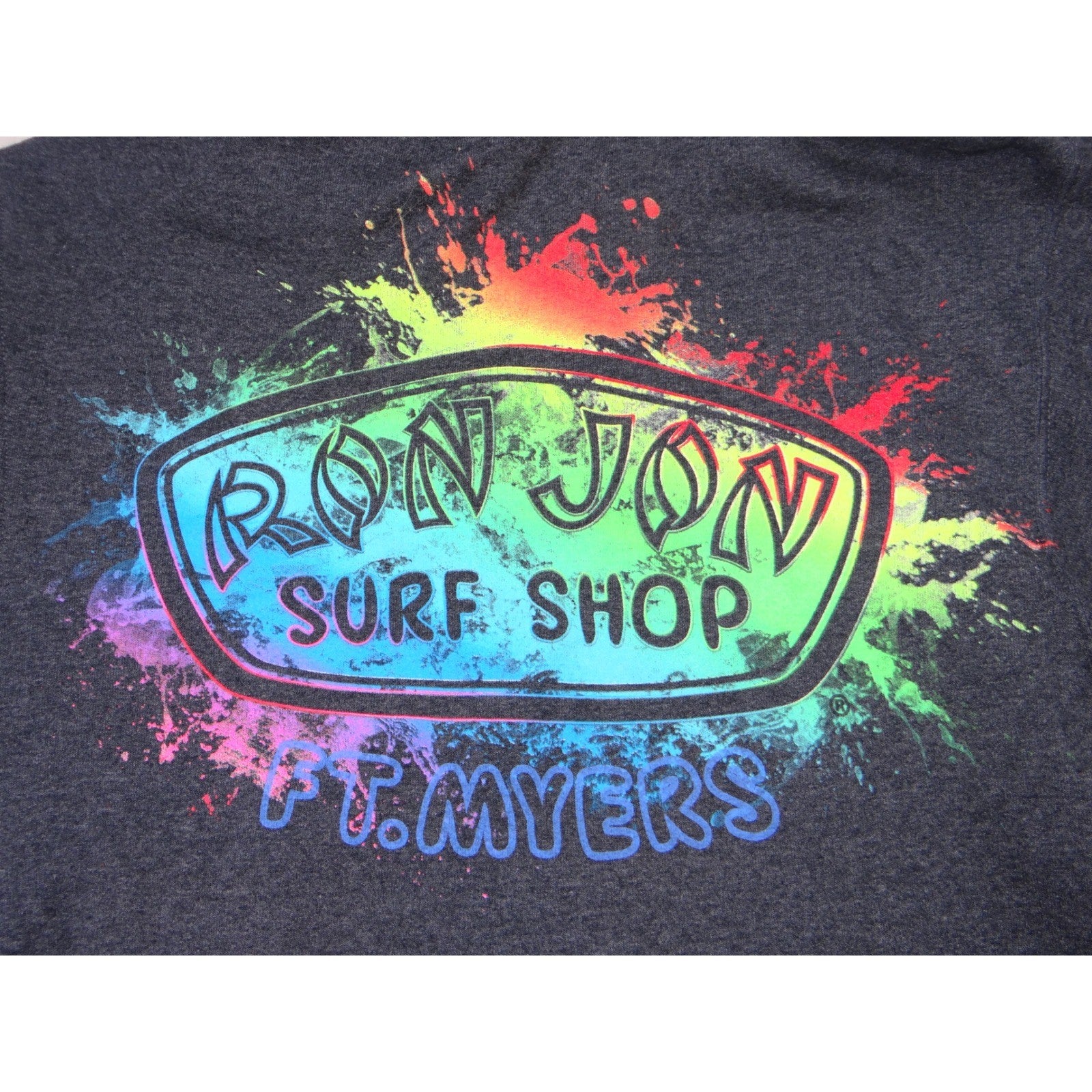 Ron Jon Surf Shop Ft Myers Hoodie Gray Pullover Size S Rainbow Logo