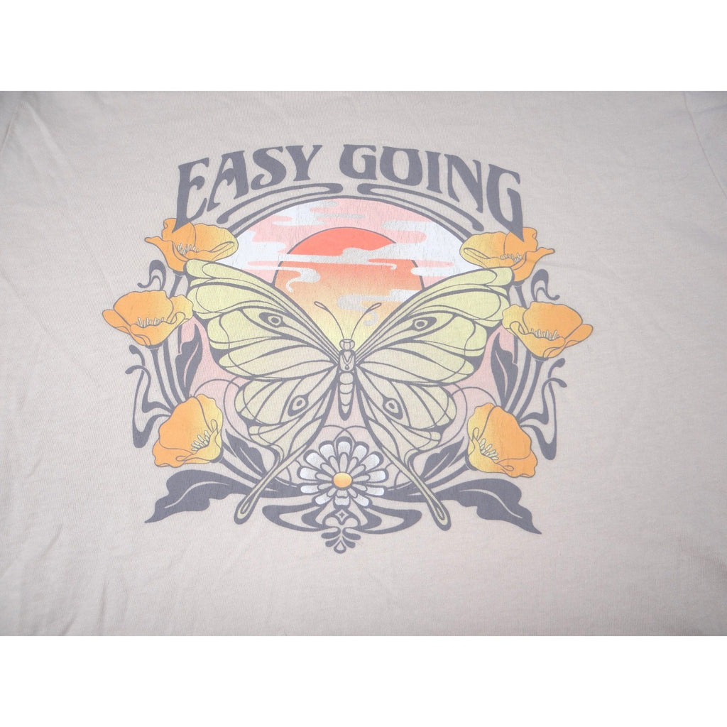 Old Navy Easy Going Butterfly Sunset Graphic T Shirt Women's Size Small Cream
