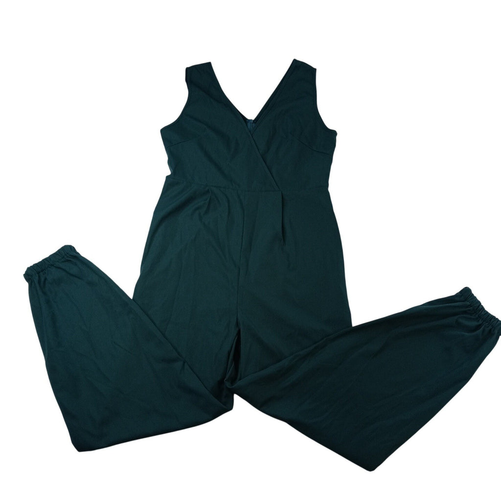 SHEIN Women's Dark Green Sleeveless V Neck Wide Leg Jumpsuit Size M