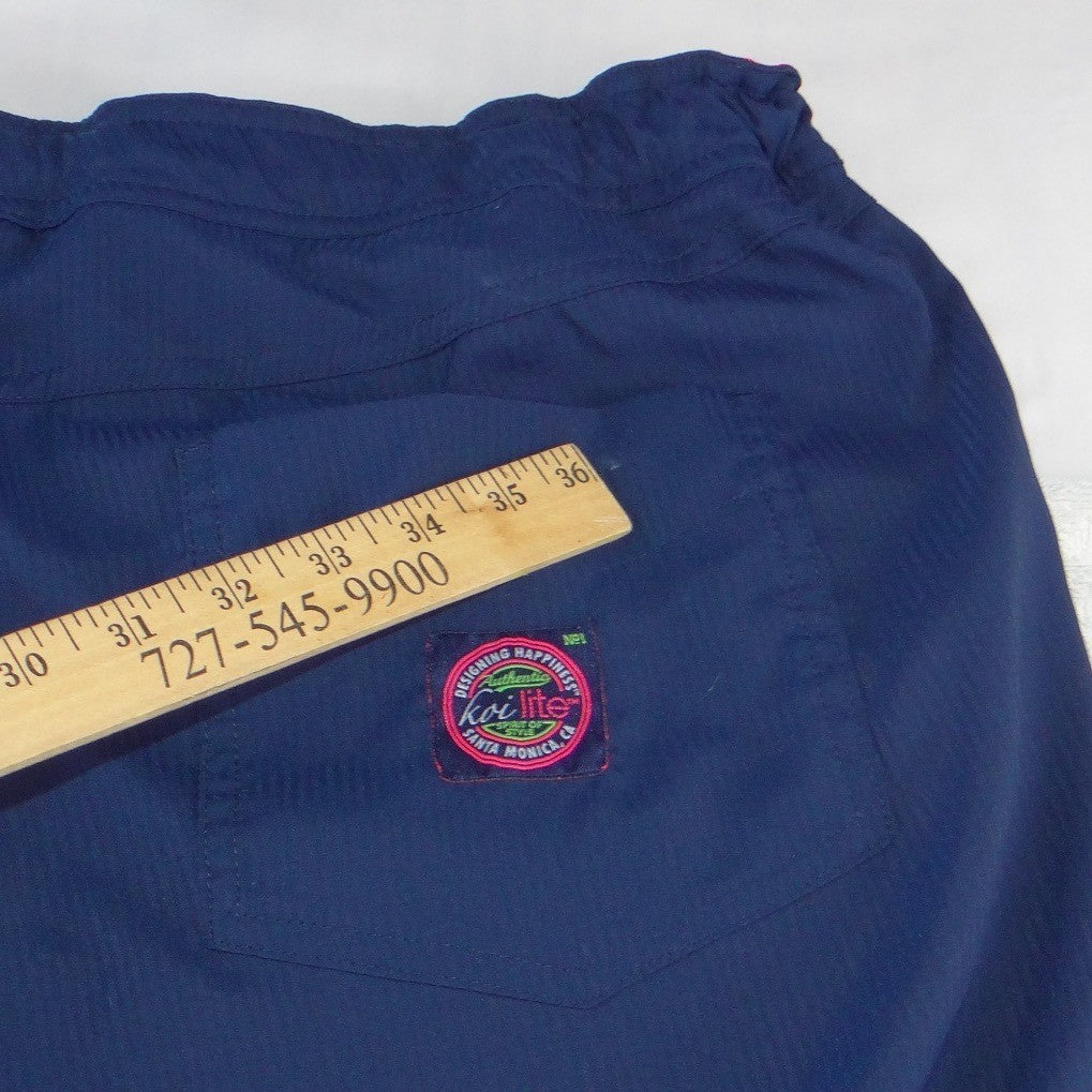 Koi Lite Peace Navy Blue Slim Fit Scrub Pants Womens Medium 721 Drawstring Cargo