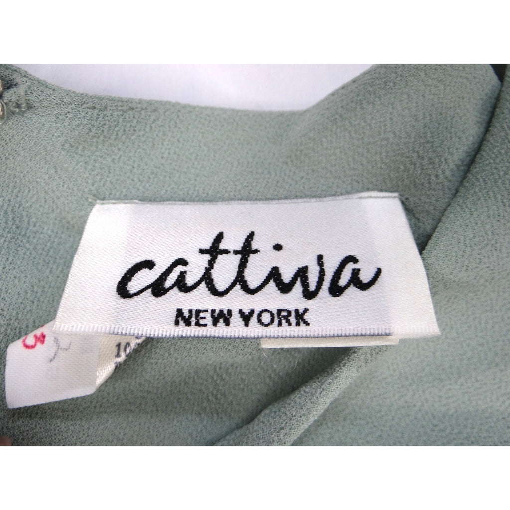 Vintage Cattiva New York Womens Mint Green Lace Trim AsymmetricalTop Sz 14