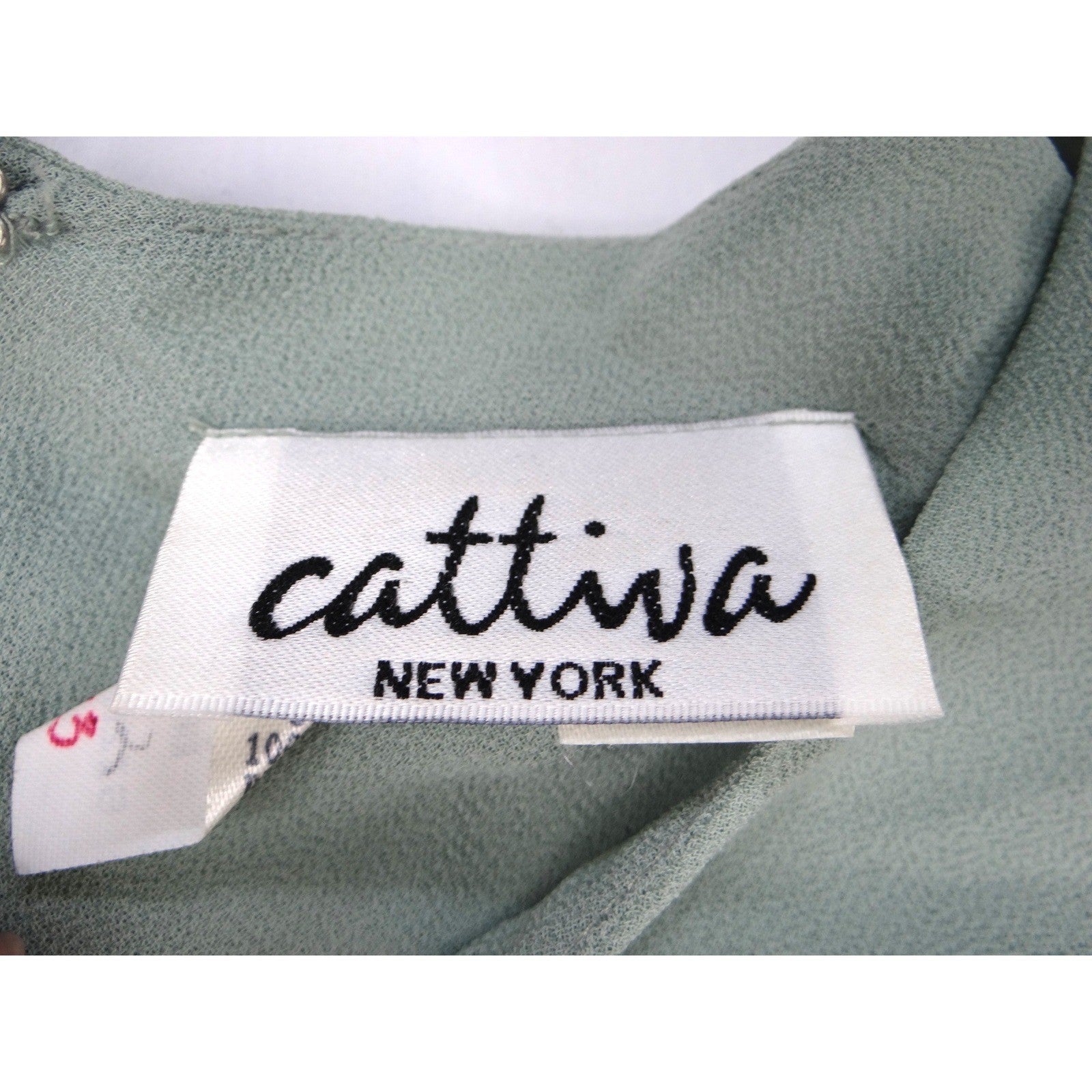 Vintage Cattiva New York Womens Mint Green Lace Trim AsymmetricalTop Sz 14
