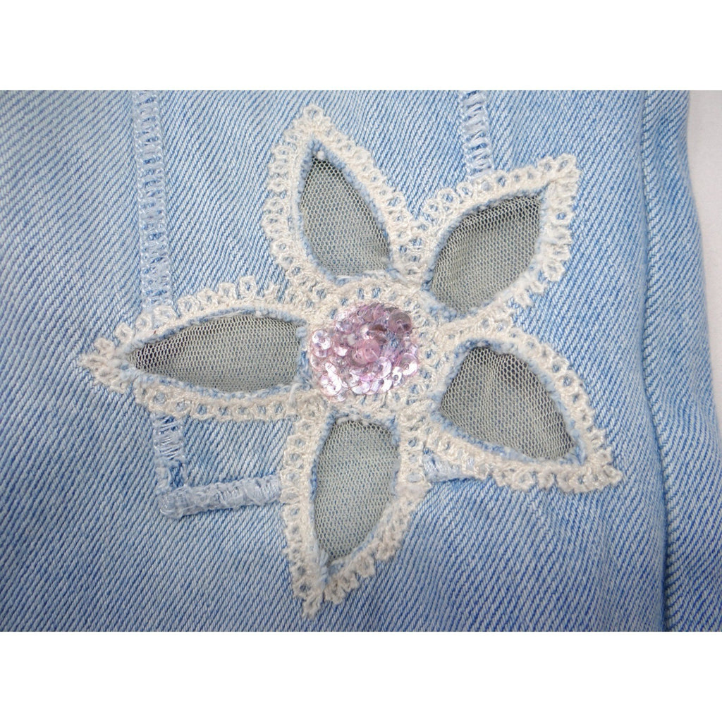 Jeanology Newport News Womens Jeans Star Mesh Cutouts Embellished Denim Sz 16