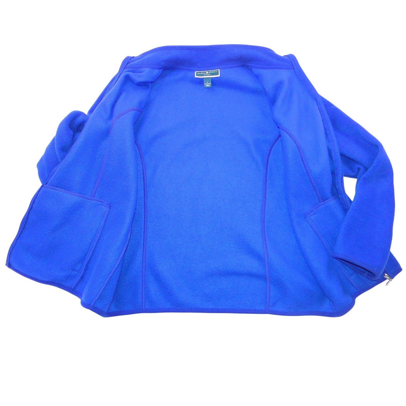 Karen Scott Sport Royal Blue Fleece Full Zip Mock Neck Jacket Womens Large