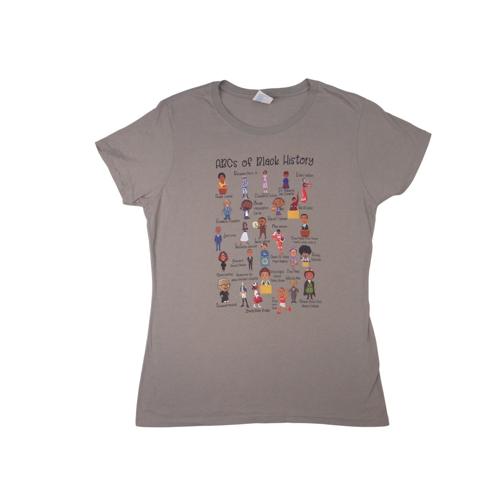 Port & Company ABCs of Black History T Shirt kid's Medium Grey Crew Neck