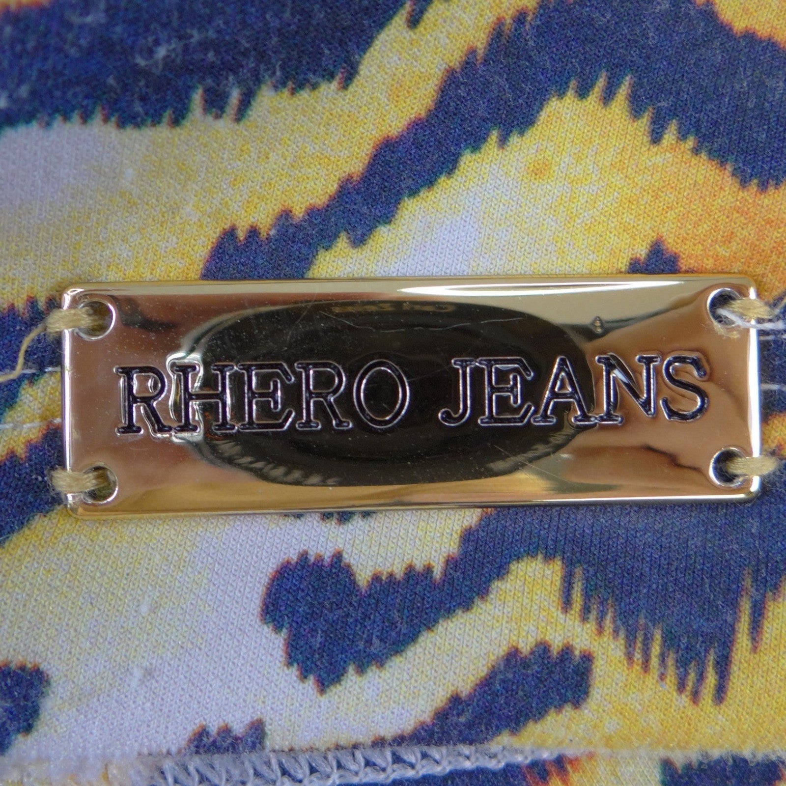 Rare Rhero Jeans Womens Tiger Print Tank Top Rhinestone Gold Hardware Racerback