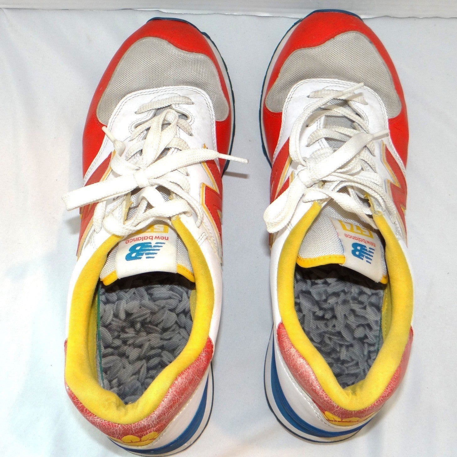 New Balance 574 Mens Sneakers Red White Blue Yellow Low Top Shoes 12