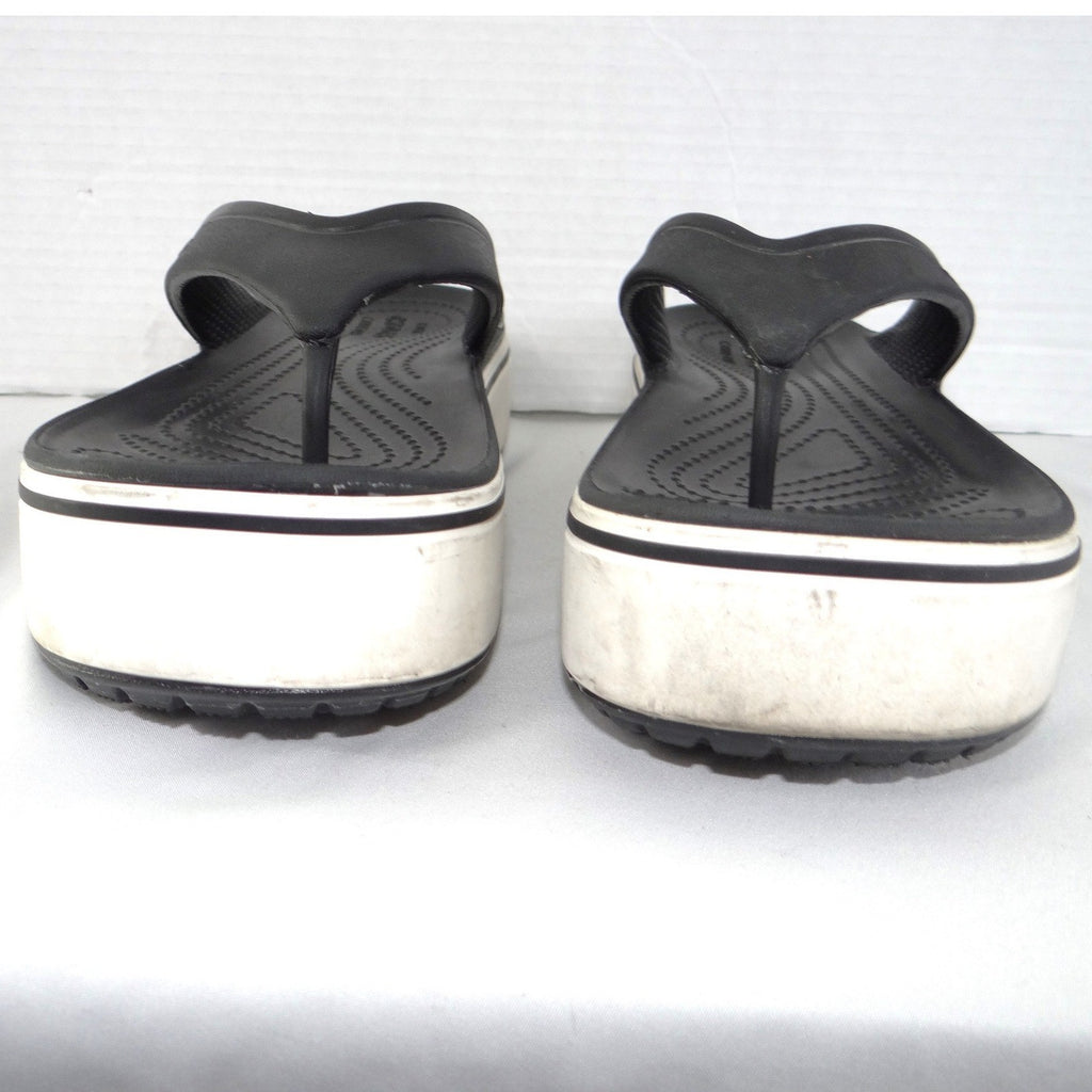Crocs Crocband Platform Flip Sandals Black White Womens 8 Mens 6 Thong Flatform