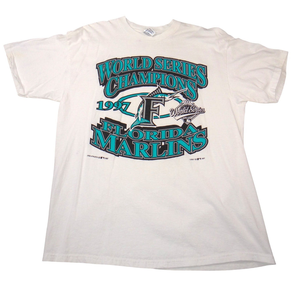 Vintage 1997 Florida Marlins World Series Champions T-Shirt White XL Delta MLB