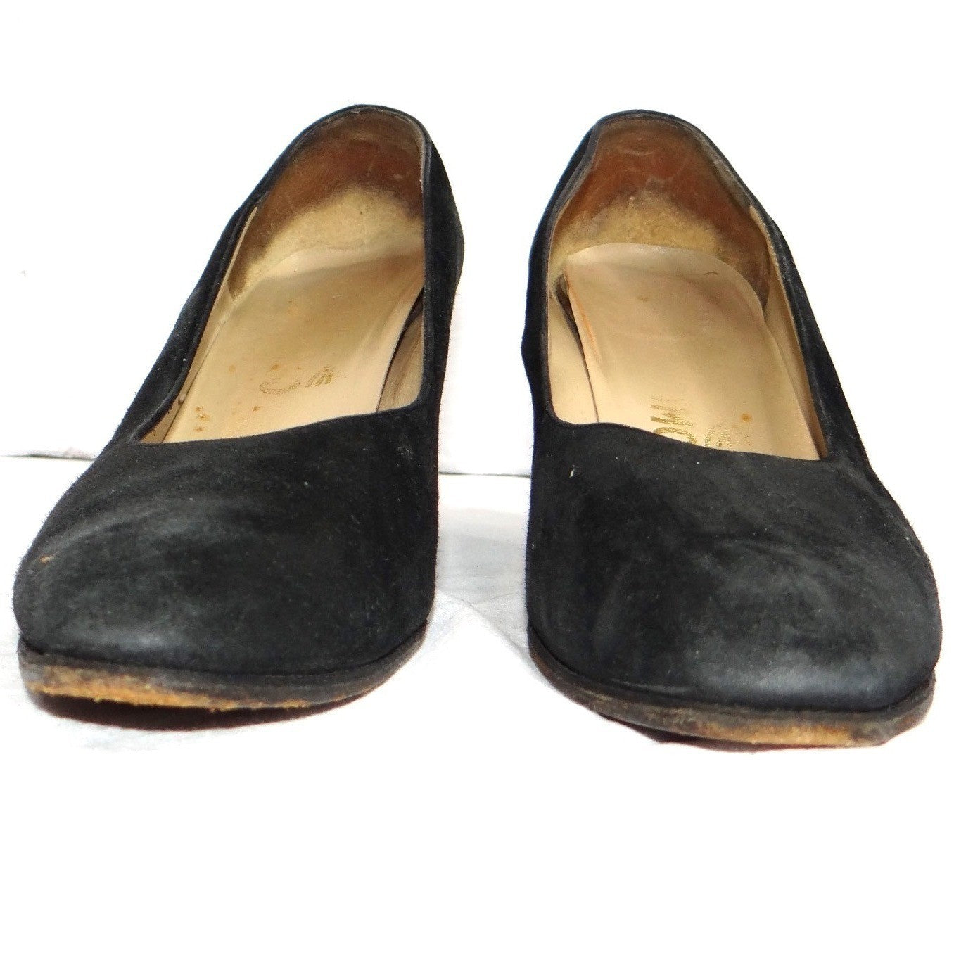 Black Suede Pumps Classic Pointed Toe High Heel Shoes Size 9AA