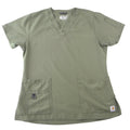 Carhartt Force Modern Fit Women Scrub Top Olive Green V-Neck Pocket Medium