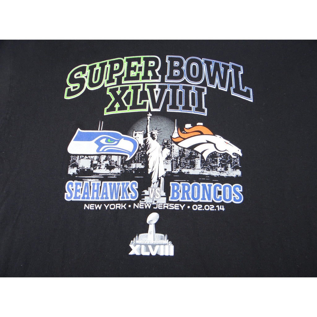 Super Bowl XLVIII Seahawks vs Broncos T Shirt XL Black NFL Football