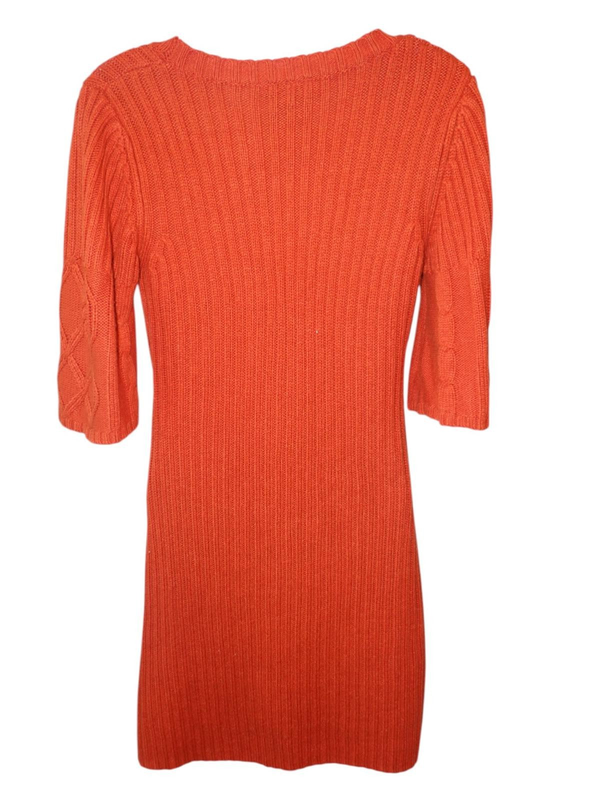 PINK ROSE Stylish Cable Knit Dress - Warm Orange
