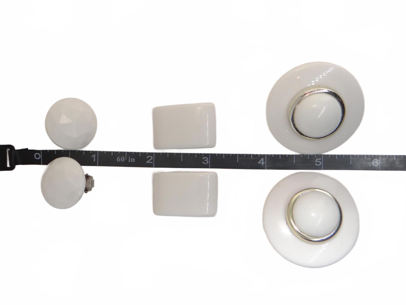 Set of Vintage White Clip-On Earrings lot 5