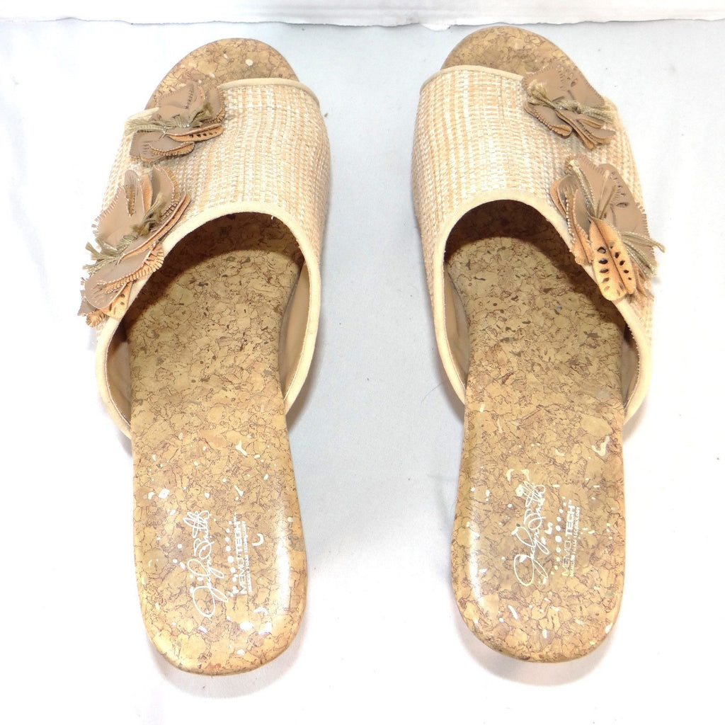 Jaclyn Smith Adina Natural Wedge Sandals Floral Cork Platform Beige Womens 10M