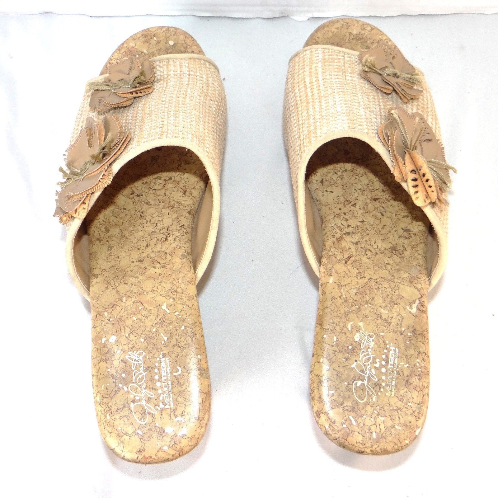 Jaclyn Smith Adina Natural Wedge Sandals Floral Cork Platform Beige Womens 10M