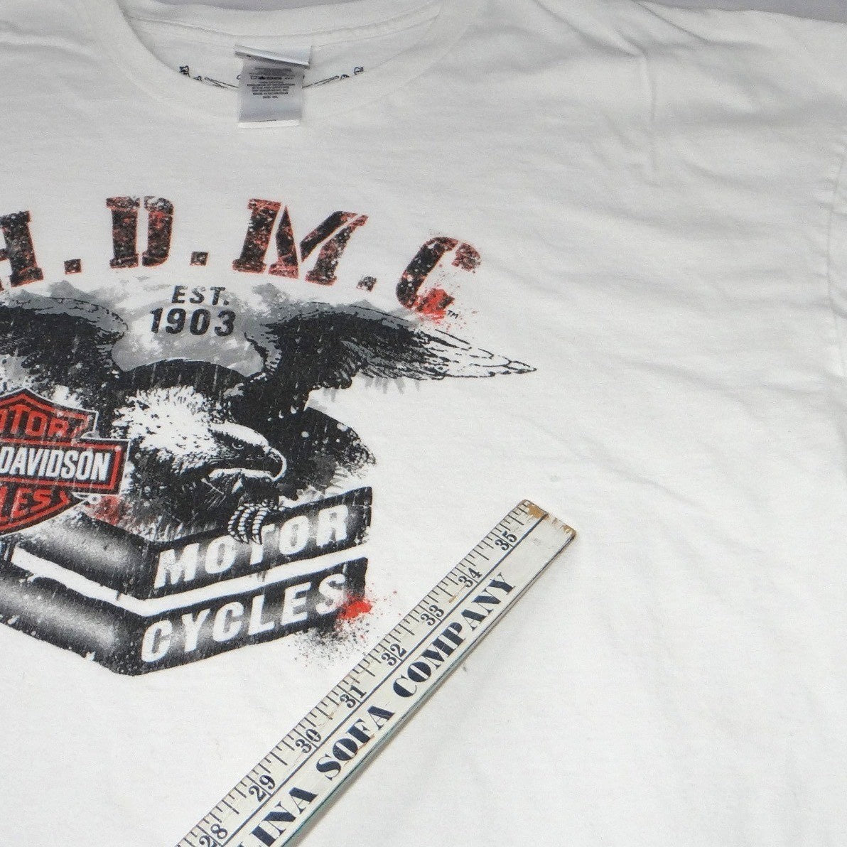 Harley-Davidson Mens White Pin-Up Lady HDMC Eagle Graphic T-Shirt 2015 Size 3XL