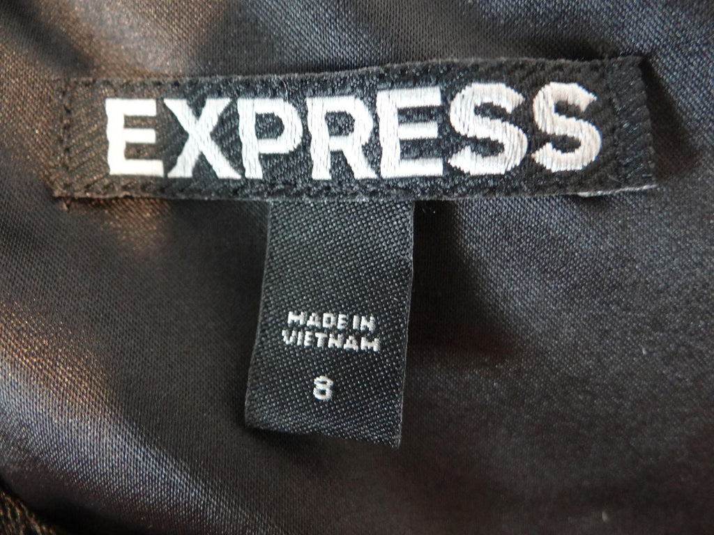 Express Black Lace Fit and Flare Dress with Front Zipper