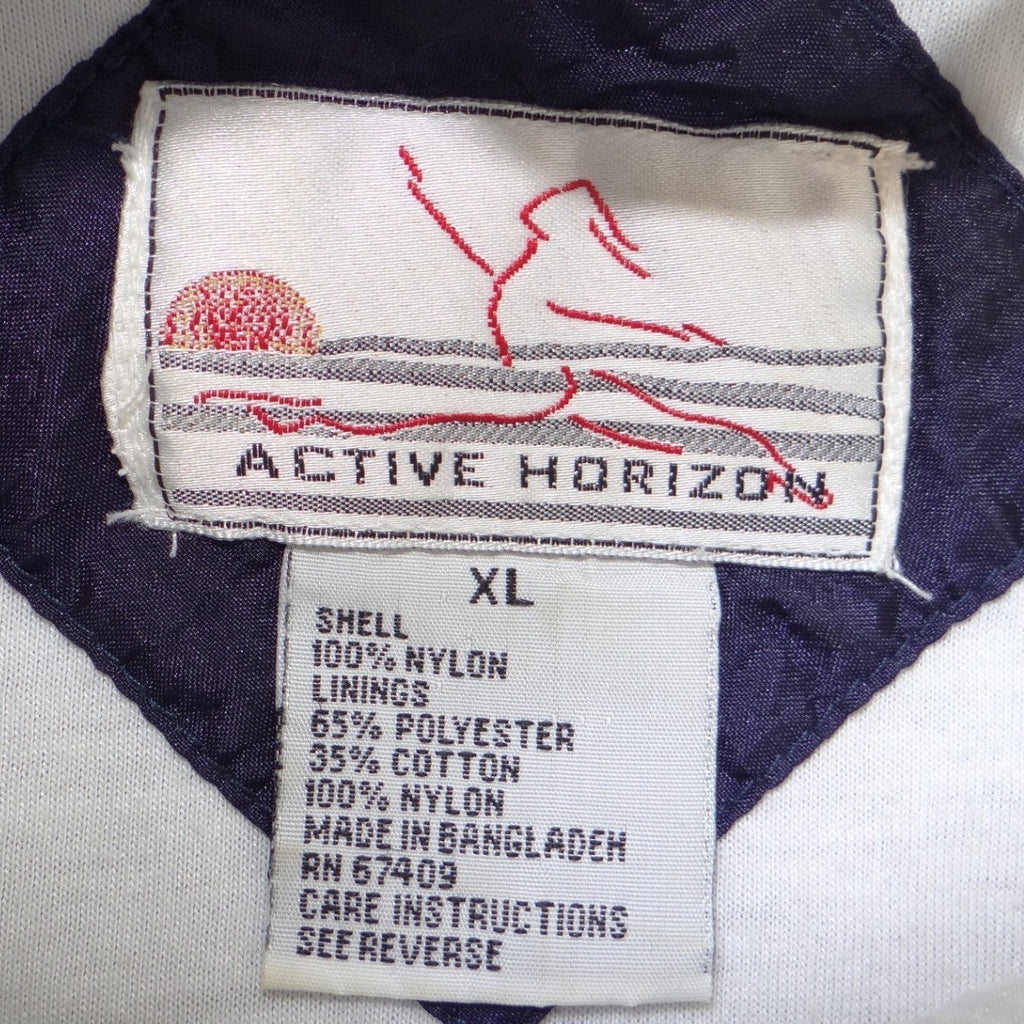 Active Horizon Vintage Windbreaker Jacket Navy White Quilted Colorblock XL
