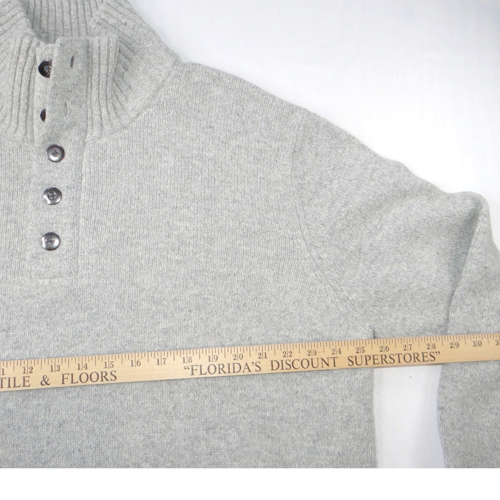 Lands End Mens Gray Mock Neck Button Quarter Zip Sweater XXL 50-52