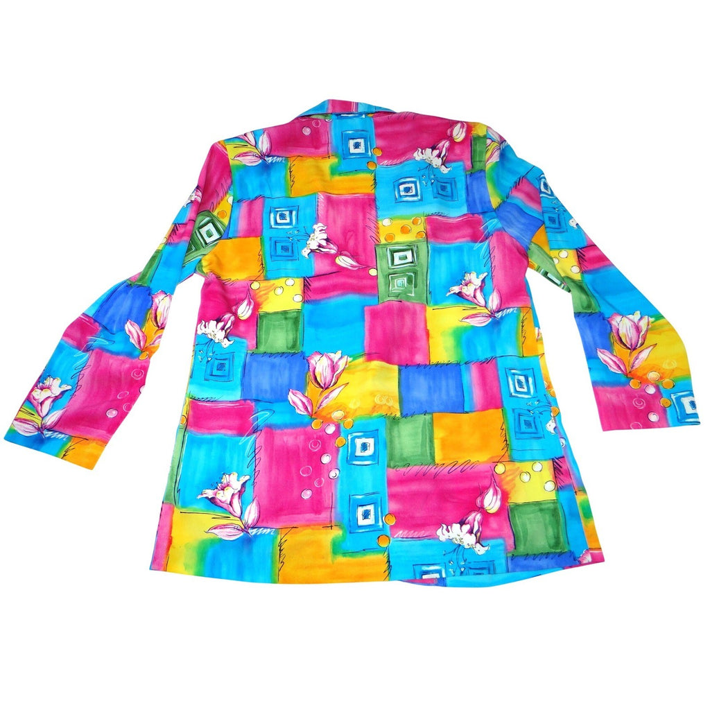 Vintage GW Division of Graff Abstract Floral Geometric Blazer Jacket Multi Sz 12