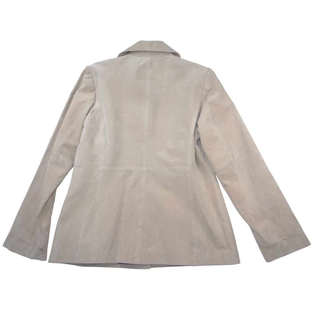 Luxurious Siena Women's Beige Genuine Suede Leather Blazer Jacket Size 10
