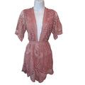 She + Sky Pink Lace Kimono Sleeve Romper Women's Small Festival Beach Cover Up
