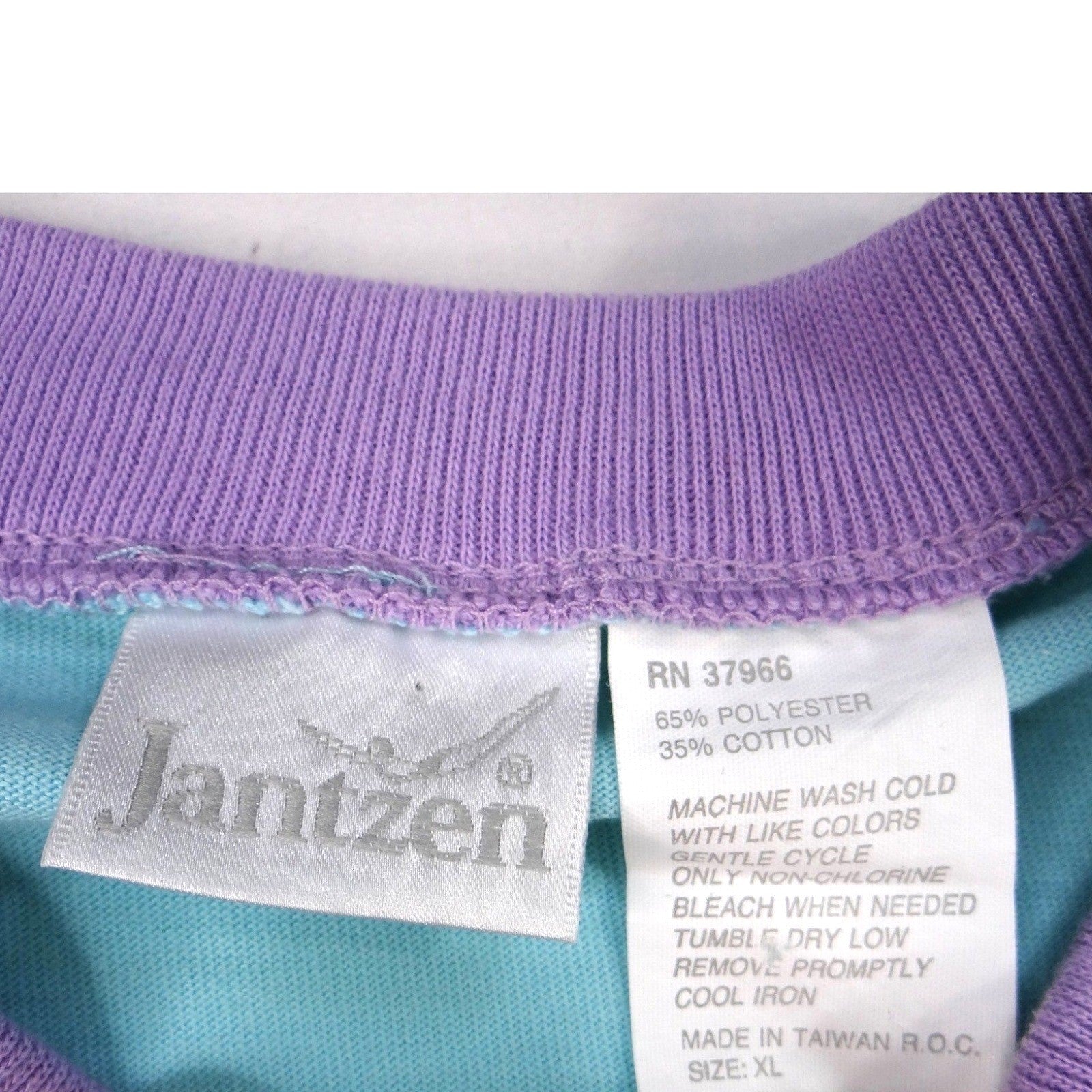 Vintage Jantzen Womens Turquoise Purple Plaid Rose Button Up T Shirt Top XL