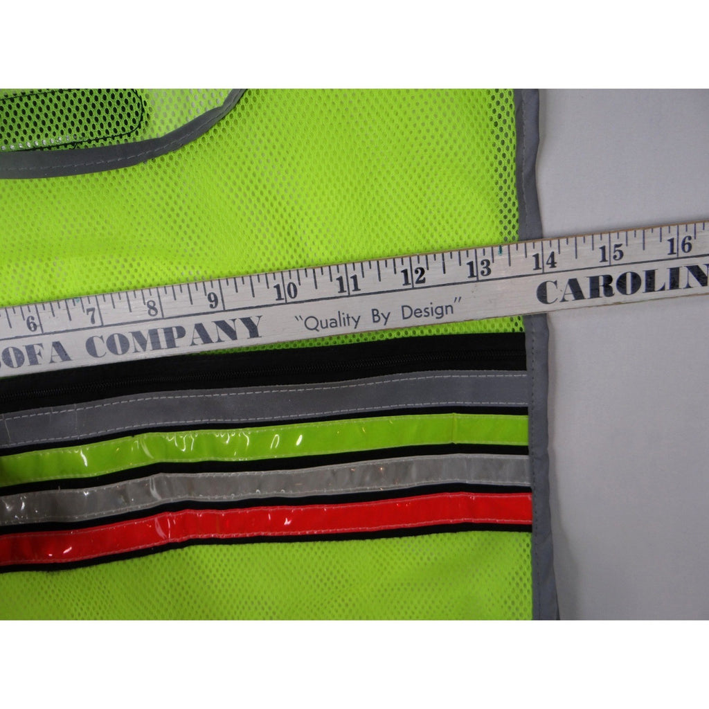 High Visibility Reflective Safety Vest Lime Green Mesh Multiple Pocket Closure
