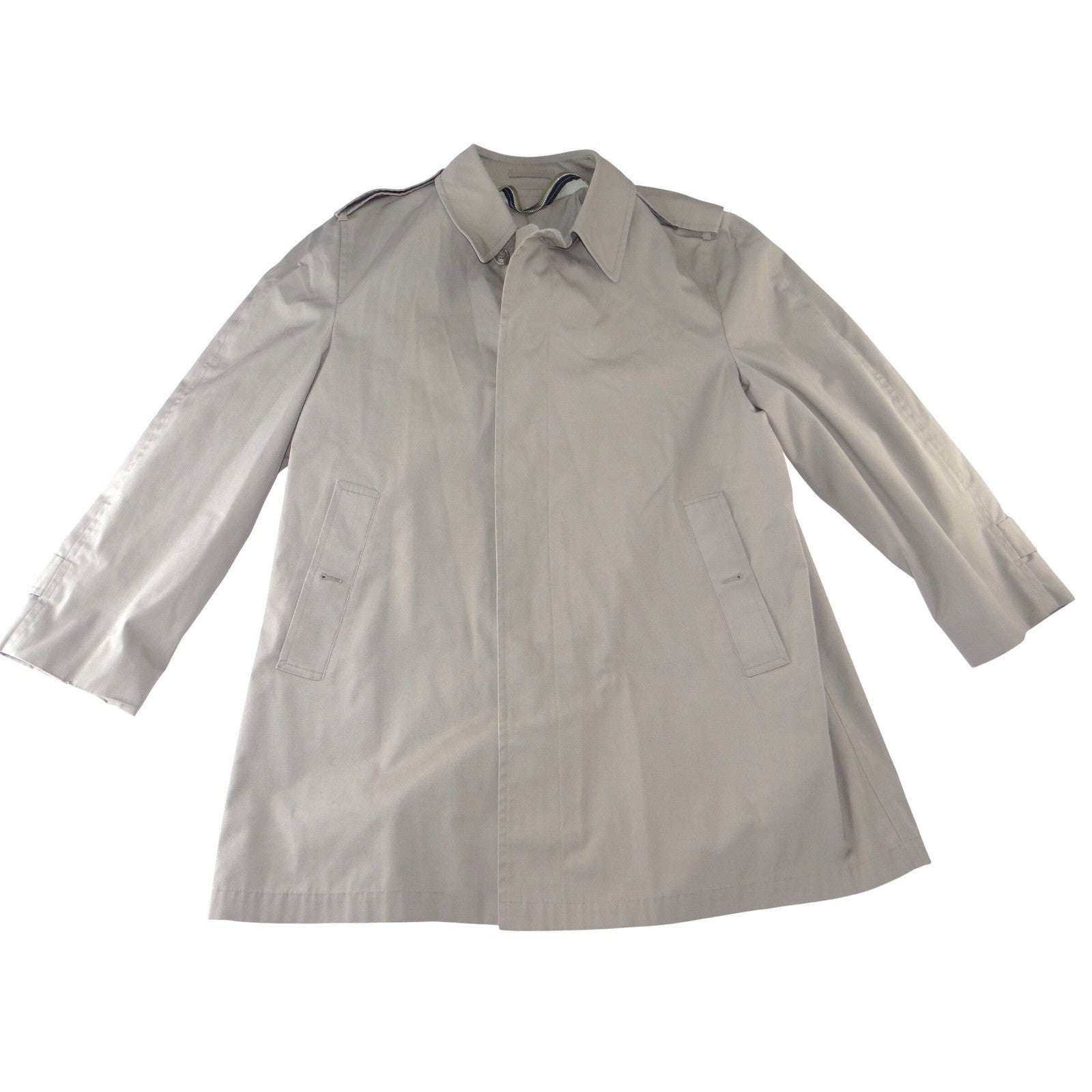 London Fog Mens Vintage Trench Coat Tan Khaki Mac Jacket 42 Short