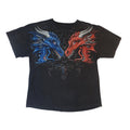 Vintage Men's Black Dragon Graphic T Shirt Fire Ice Mythical Fantasy Shirt