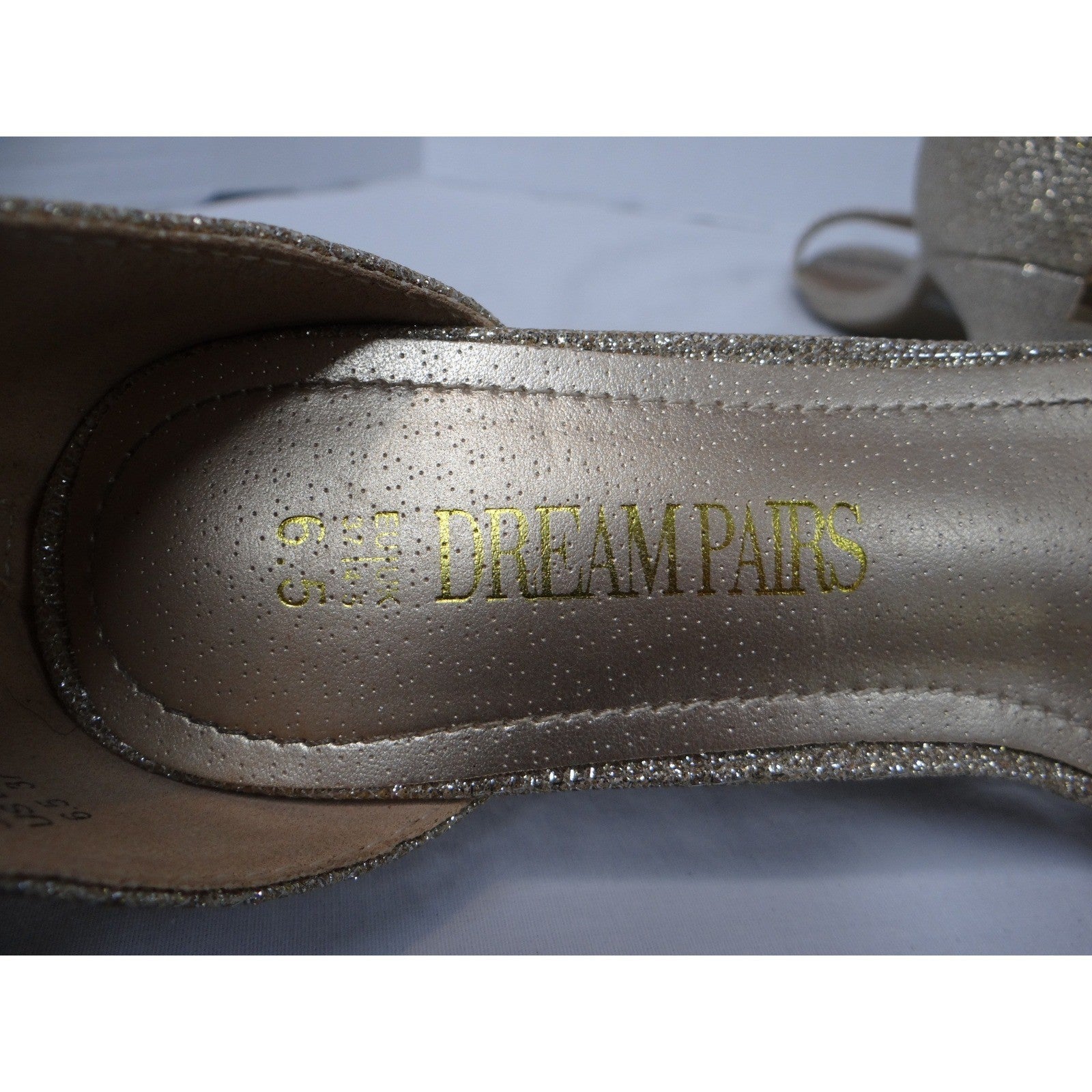 Dream Pairs Women Gold Glitter Ankle Strap Stiletto Heels Dress Shoes Size 6.5