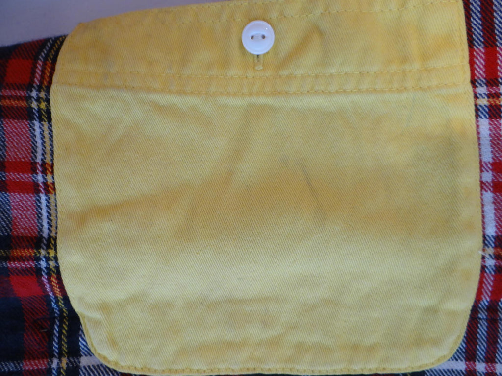 H & Dumar Men's Plaid Button-Up Shirt with Yellow Pockets and Elbow Patches, 3
