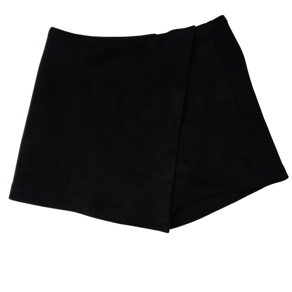 Black Wrap Skort Skirt Shorts Size M Polyester Spandex Casual