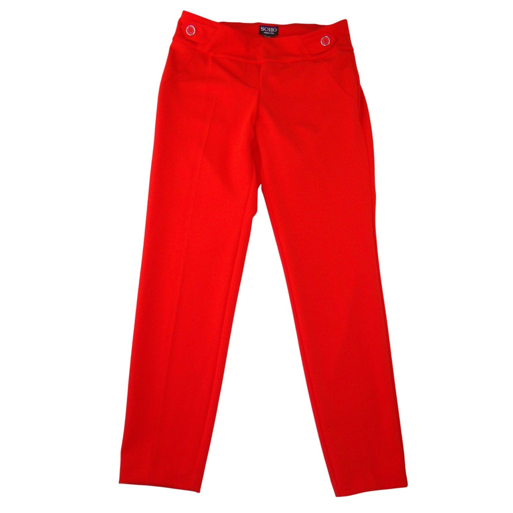 SOHO Apparel Ltd Womens Red Slim Leg Stretch Dress Pants Size S