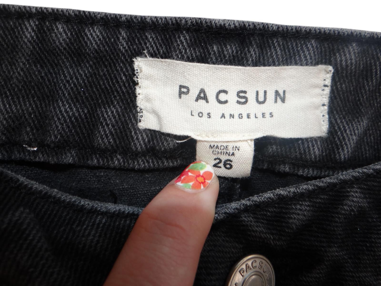 Pacsun Vintage Black Denim Skirt with Grommet Detail - Size 26