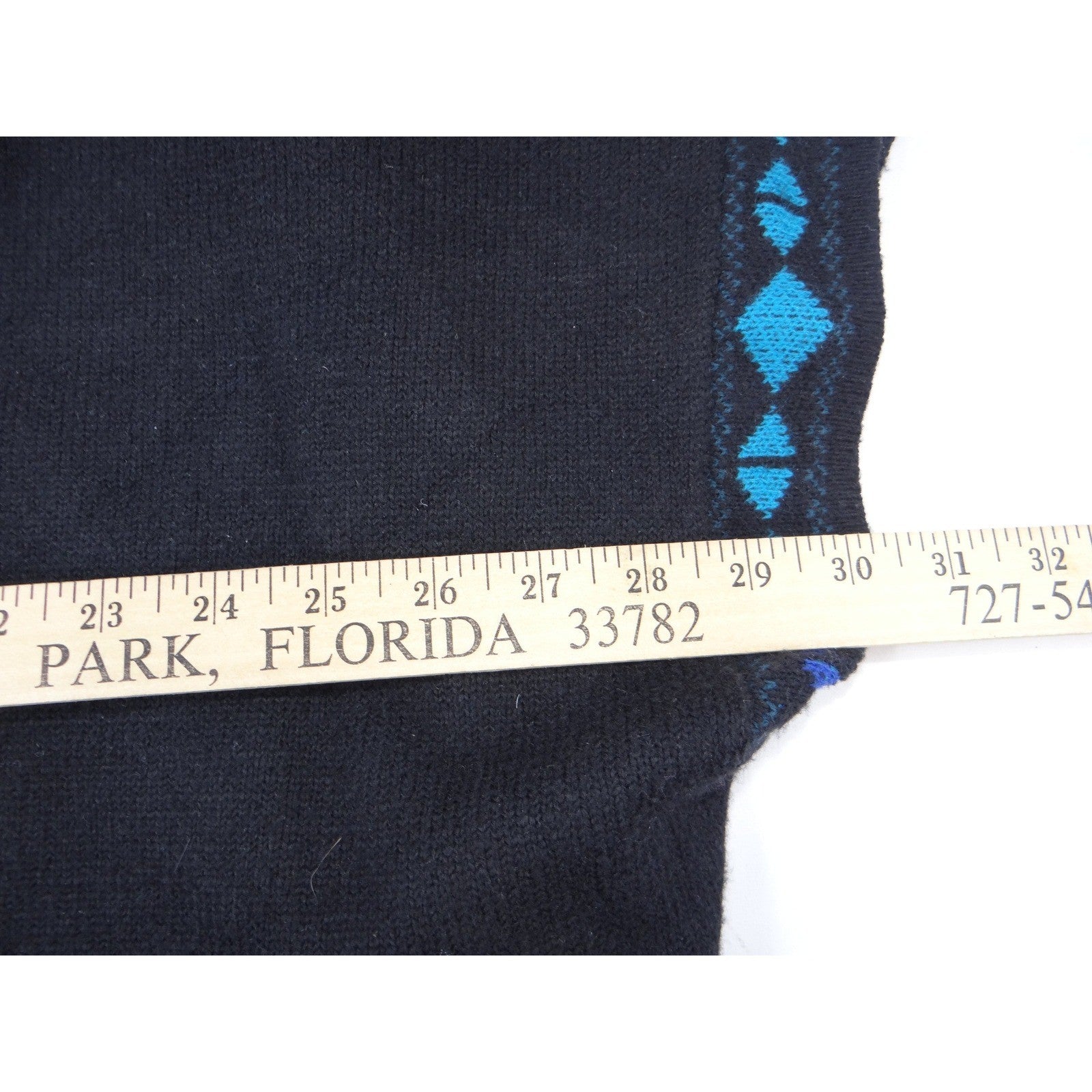 The Pioneer Woman Black Blue Geometric Print Open Front Cardigan Sweater S M