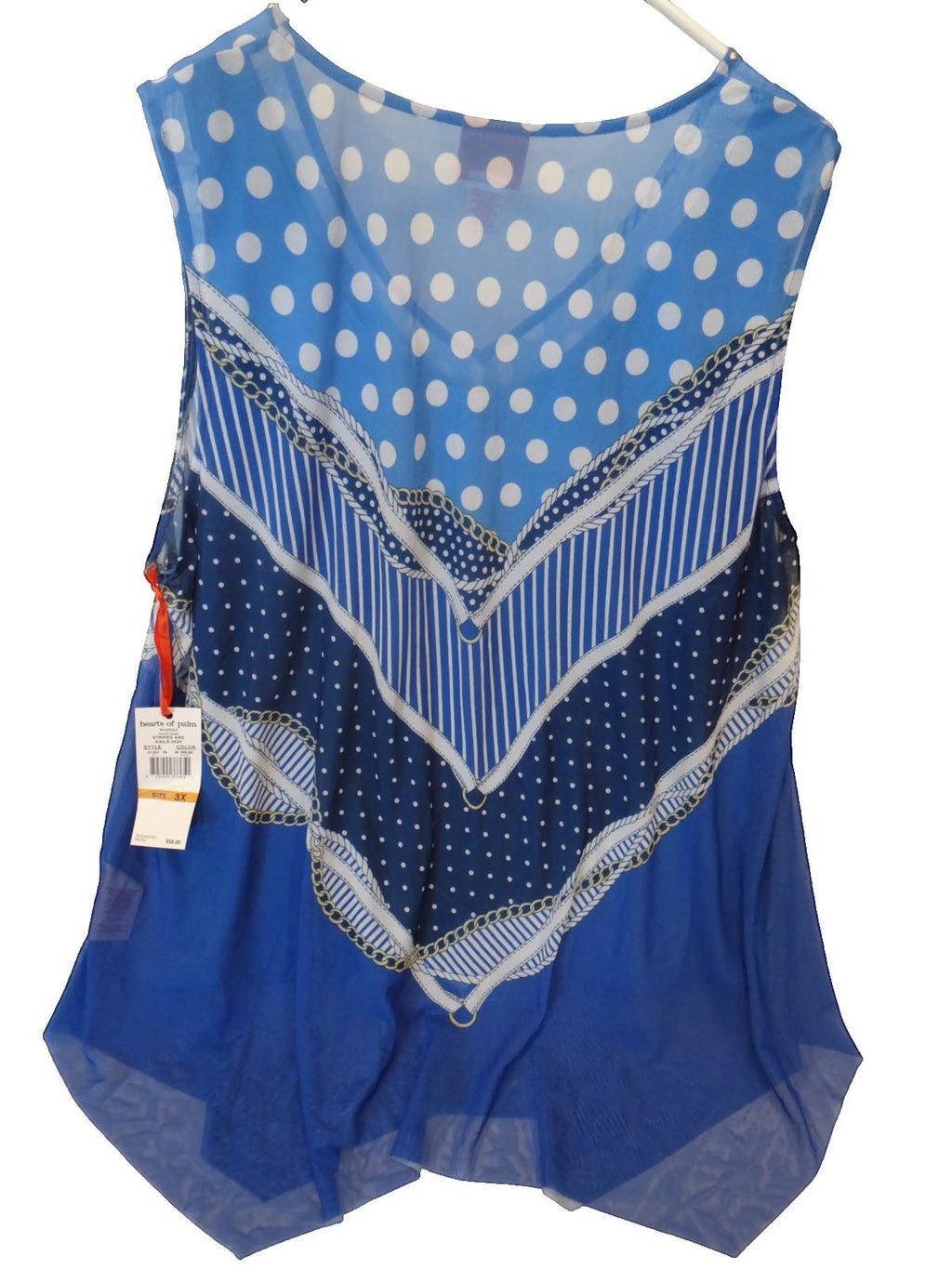 Hearts of Palm Woman Blue Patterned Sleeveless Tunic Top 3X