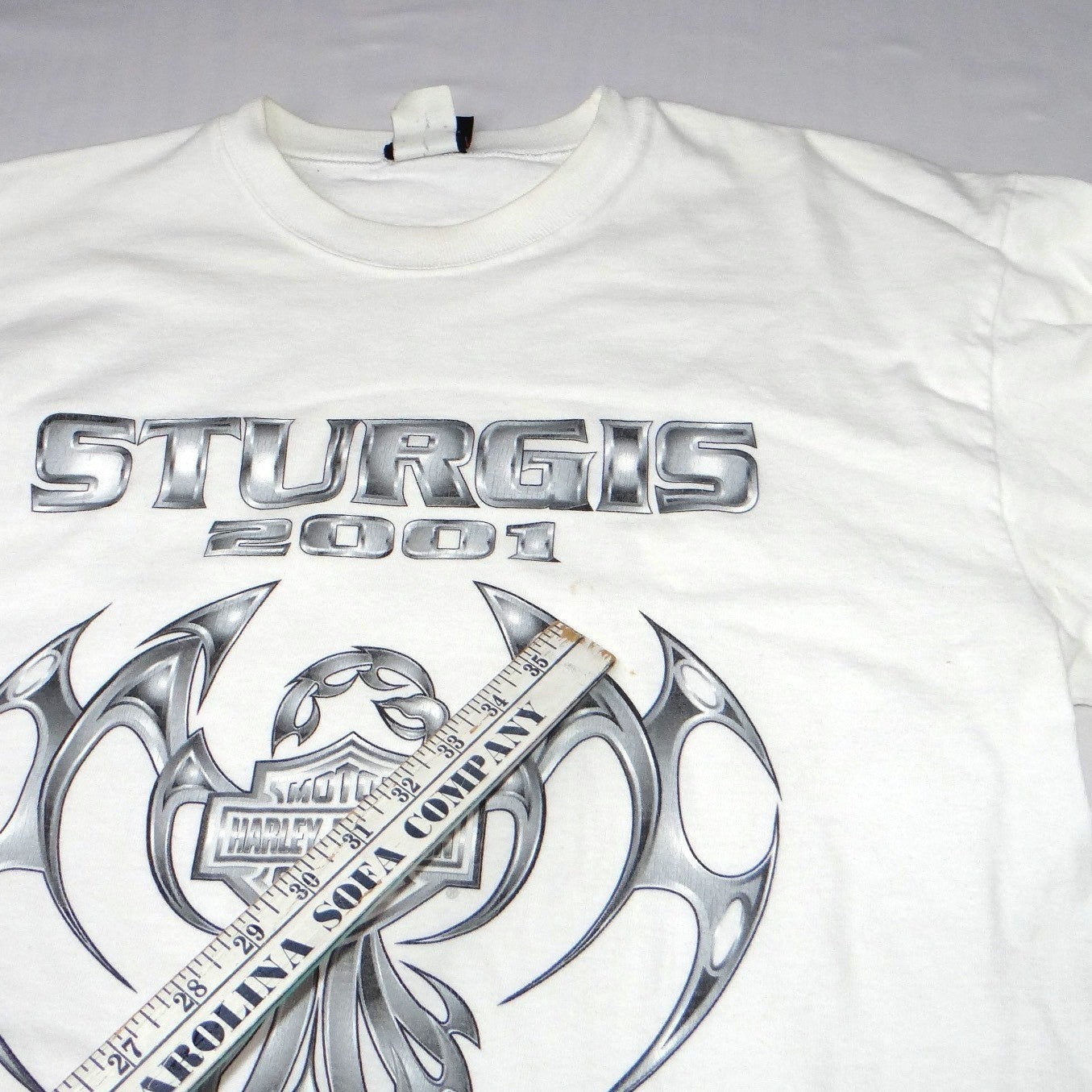VTG Harley Davidson Sturgis 2001 Black Hills Rally Long Sleeve Tee White Mens L