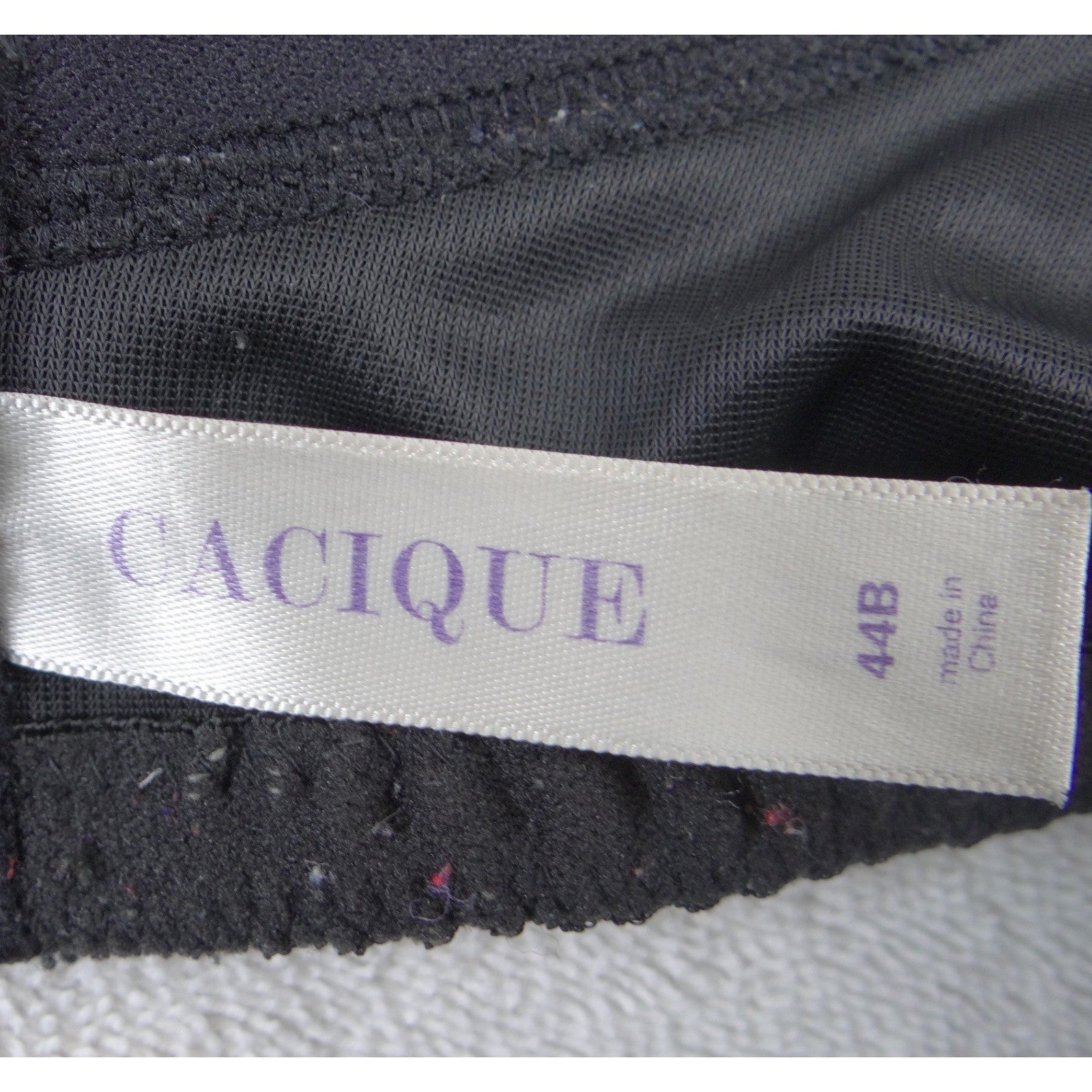 Cacique Black White Tropical Palm Leaf Print Underwire Plunge Bra 44B