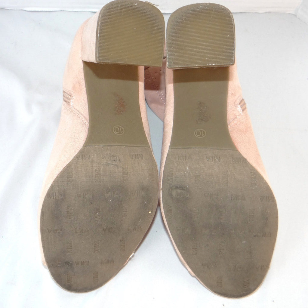 MIA Avril Women Blush Pink Peep Toe Block Heel Ankle Boots Size 10M