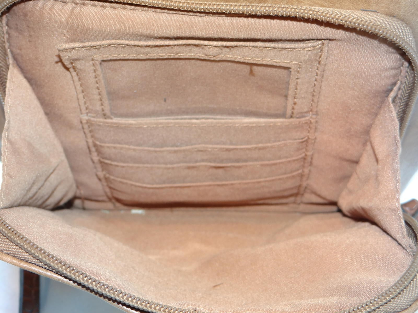 Brown Leather Women's Crossbody Bag with Multiple Zippered Compartments
