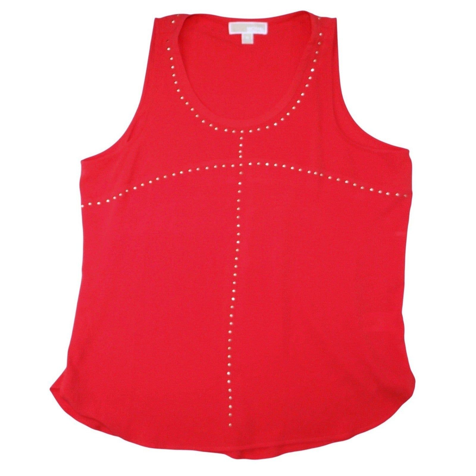 Michael Kors Women Bright Orange Studded Tank Top Size XL Casual Sleeveless Top