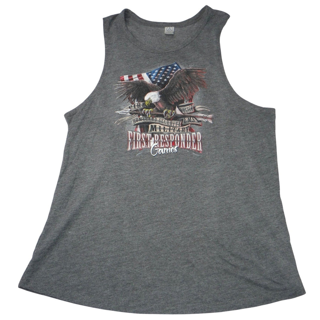 First Responder Games Eagle Flag Tank Top Women's Large Gray