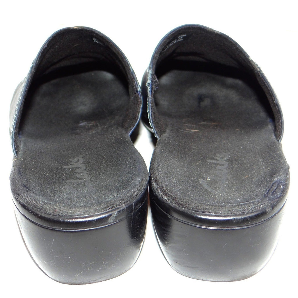 Clarks Womens Navy Leather Slip On Clogs Mules Shoes Size 7 M Style 846 16
